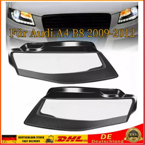 Scheinwerferglas Linsen Streuscheiben Abdeckung Für Audi A4 B8 2009-2012 L+R - Bild 1 von 12