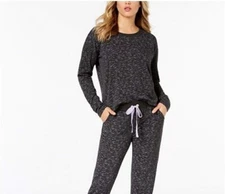 Jenni by Jennifer Moore Brushed-Back Terry Pajama Top, Black Space Dye, X-Large