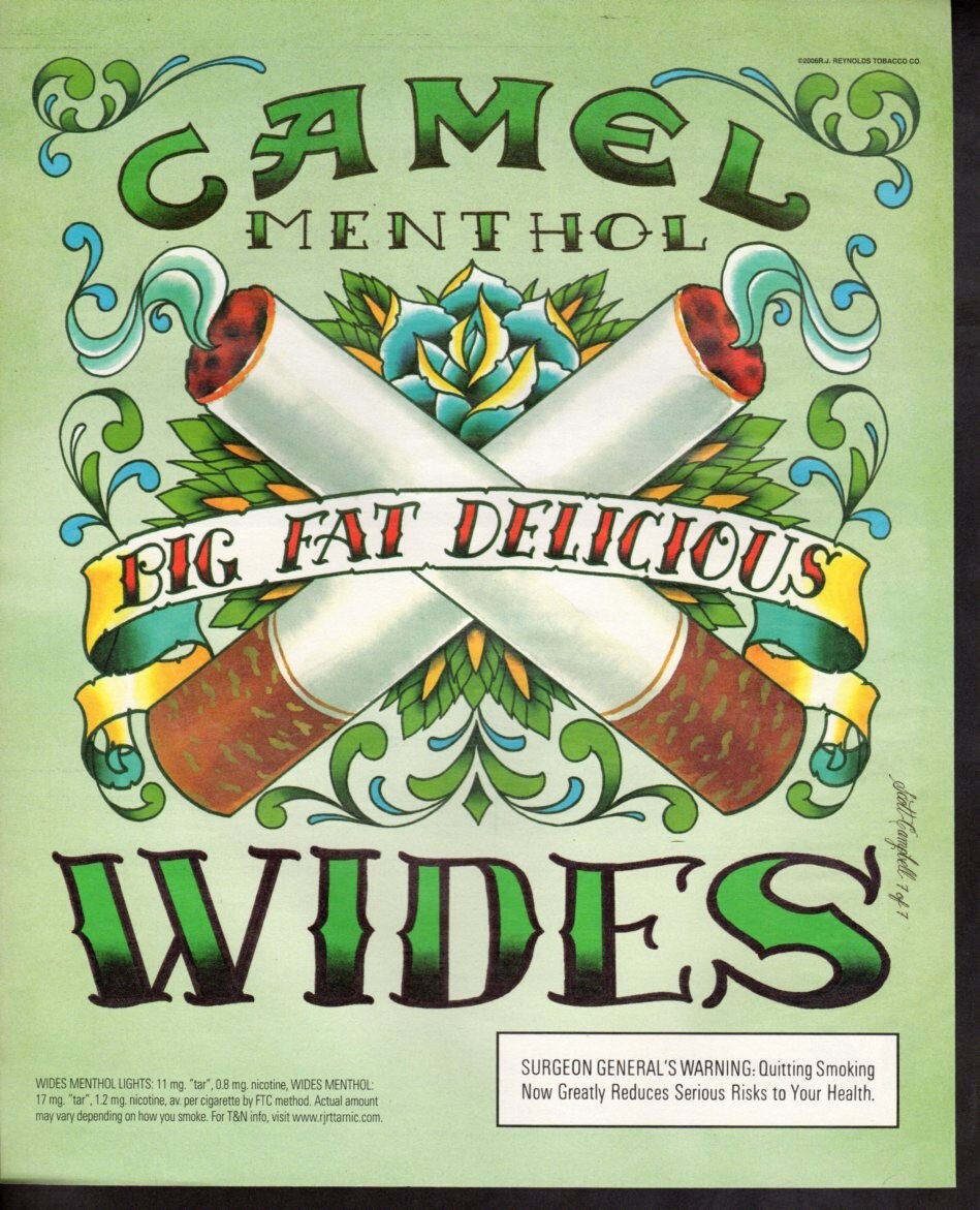 Vintage print ad advertisement Tobacco CAMEL Cigarette Big Fat WIDES  Menthol 7/7