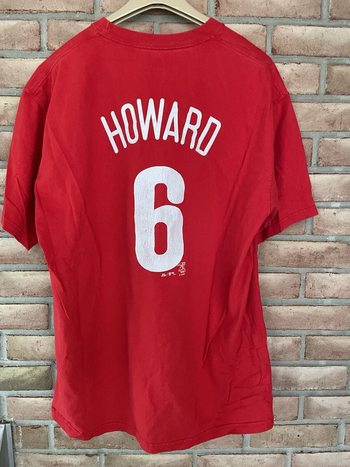 Camisa Philadelphia Phillies Roja Ryan Howard #6 Para Hombre Talla XL MLB Majestuosa Foto 3 de 4