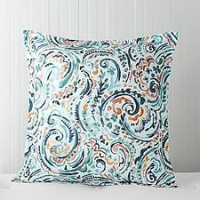 Sky Bloomingdale Exclusive Ophelia Blue Watercolor Scrolls Euro Sham Set