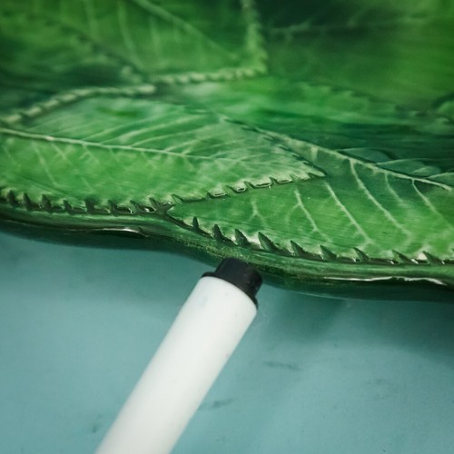 VIETRI FOGLIA Leonardo Italy Majolica Leaf Green Ceramic Serving Platter Tray - Picture 5 of 8