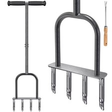 Manual Aerator Lawn Tool, Manual Yard Plug Aerators with 4 Stainless Steel Se...
