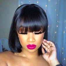 Short Bob Wig with BangsStraight Human Hair Wigs with Bangs Bob Wig Human Hair