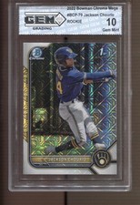 2022 Jackson Chourio Bowman Chrome Mega Box #BCP-79 Gem Mint 10 RC Brewers