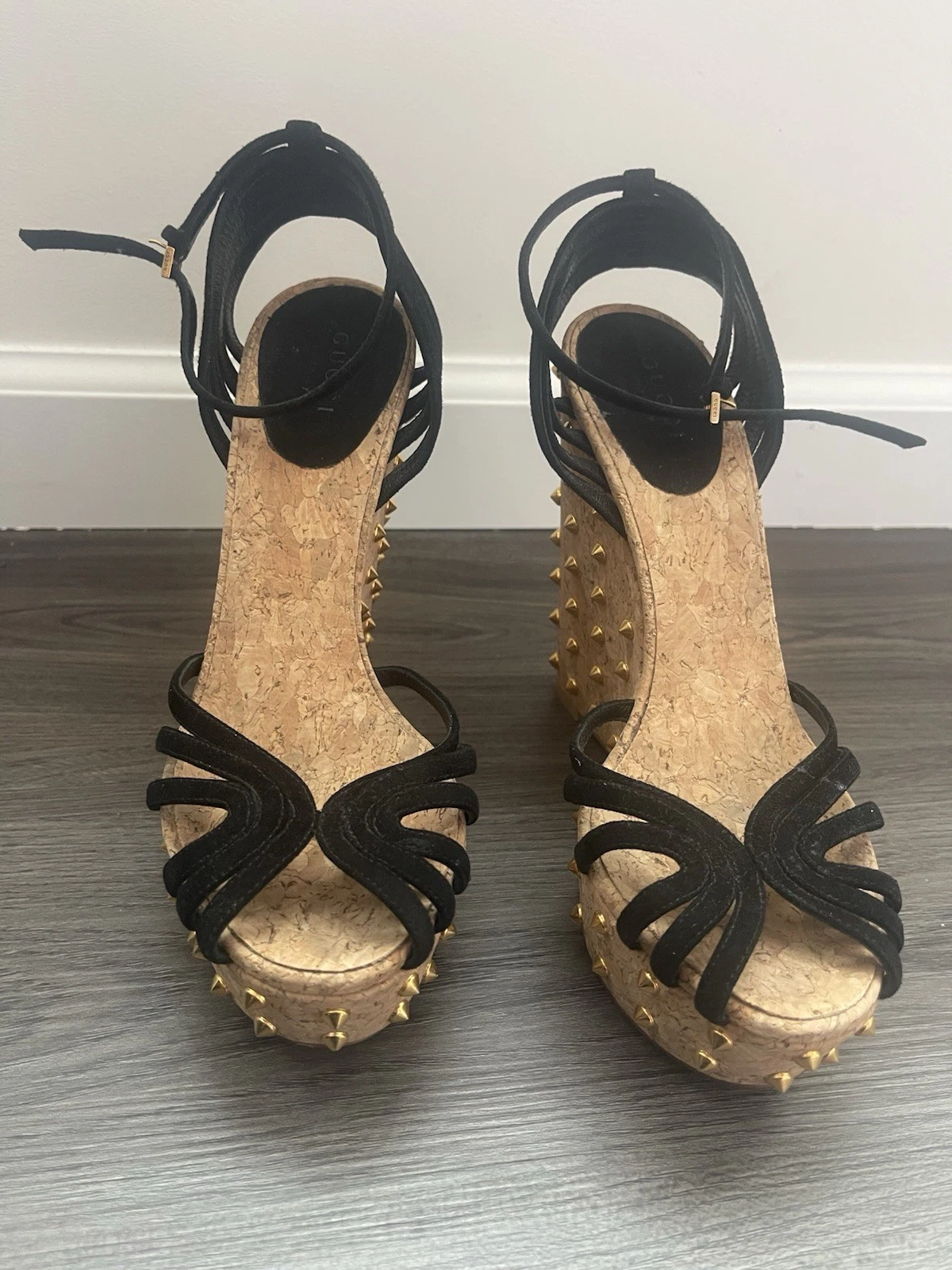 Chaussures plates compensées mors de cheval en liège à pointes GUCCI
