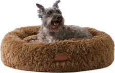 Cuddletown Fuzzy Solid Donut Pet Bed, Soft, Cozy  Calming, Non-Slip Bottom, 100