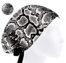 Scrub cap stretchy, womens scrub hat, surgical caps, snake print surgeon cap