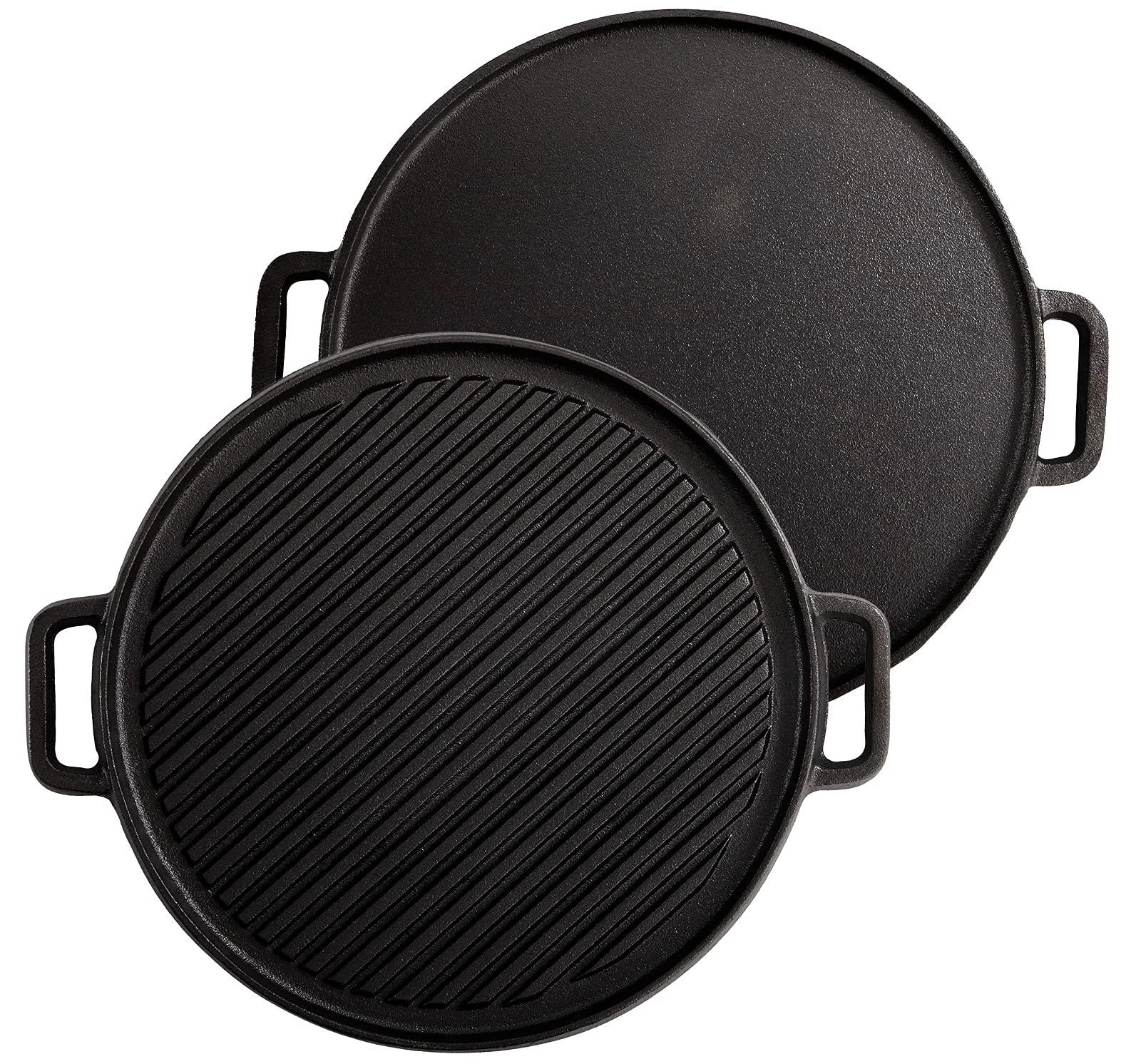 12 Inch Cast Iron Griddles, 2-in-1 Reversible Grill/Griddle with Handle, Reve...