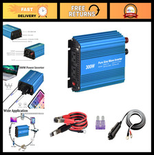 300W Pure Sine Wave Power Inverter 12V to 120V, Dual AC Outlets  USB 5V 2A
