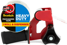 3M Scotch Tape Gun Dispenser with Heavy Duty 3850 Shipping Packaging Tape, 1Roll