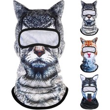 3D Animal Balaclava Face Mask UV Protection Halloween Stand Ears Cute Head Hood