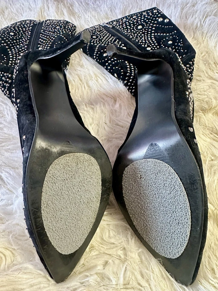 Olivia Miller Black Suede Studded Embellished Knee High Boots Women’s Size 11 - Image 3 of 4