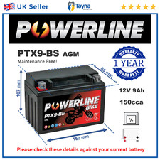 Motorcycle Battery for Suzuki LT RF400 RF RF900 SV650 SV Katana Replaces YTX9-BS