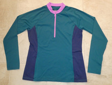 Title Nine women's dark teal/navy stretch 1/2-zip long-sleeved shirt Sz L