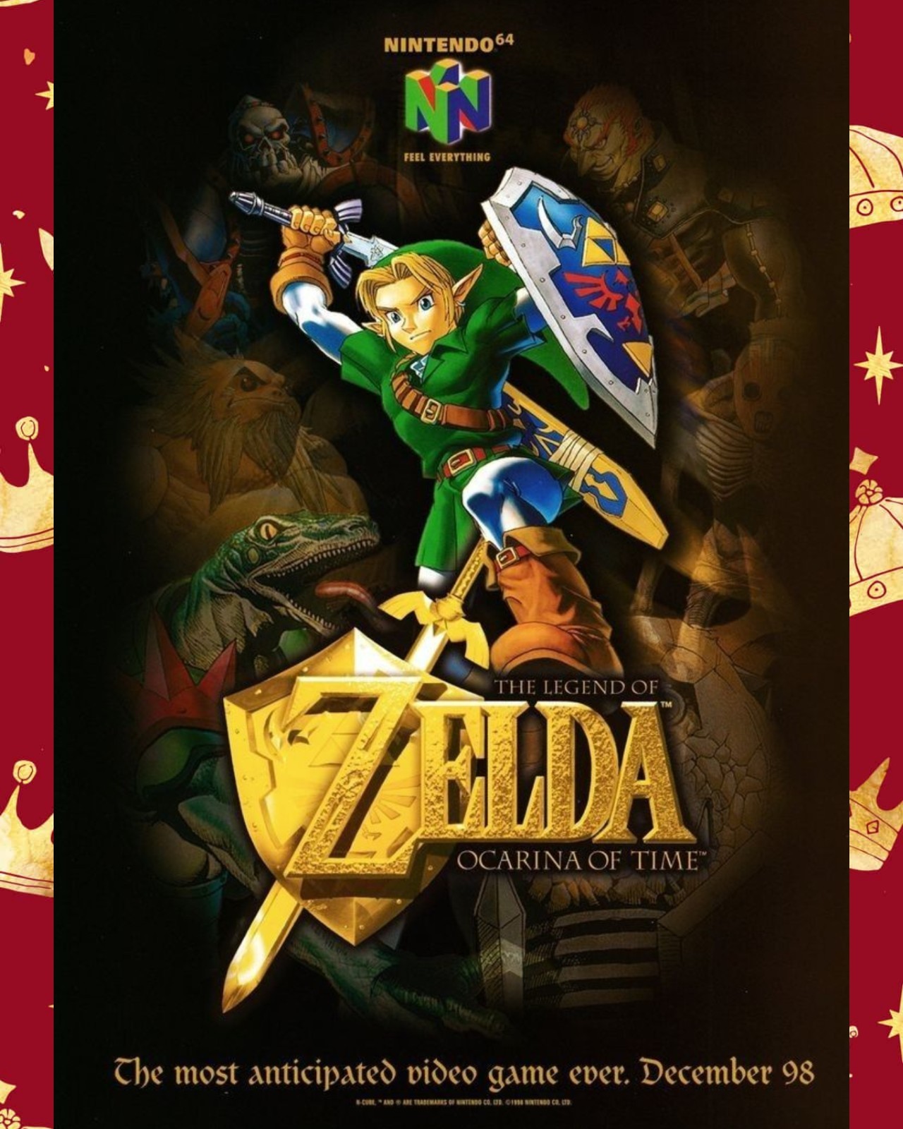 Póster The Legend of Zelda A3 Ocarina of Time Gaming Nostalgia Retro