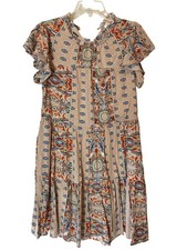 Kirundo Bohemian Floral Paisley Dress Short Sleeve Multicolor Medium