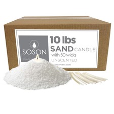 10 lb White Unscented Pearled Candle, Sand Wax Candle, Long Lasting Powder, R...