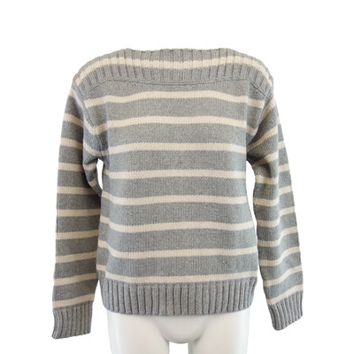OUI sweater women's gray beige 40 L top striped knit soft New NP 129 