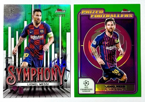 2024-25 Topps Finest Symphony & Prized Footballers Green #/99 Lionel Messi Barca