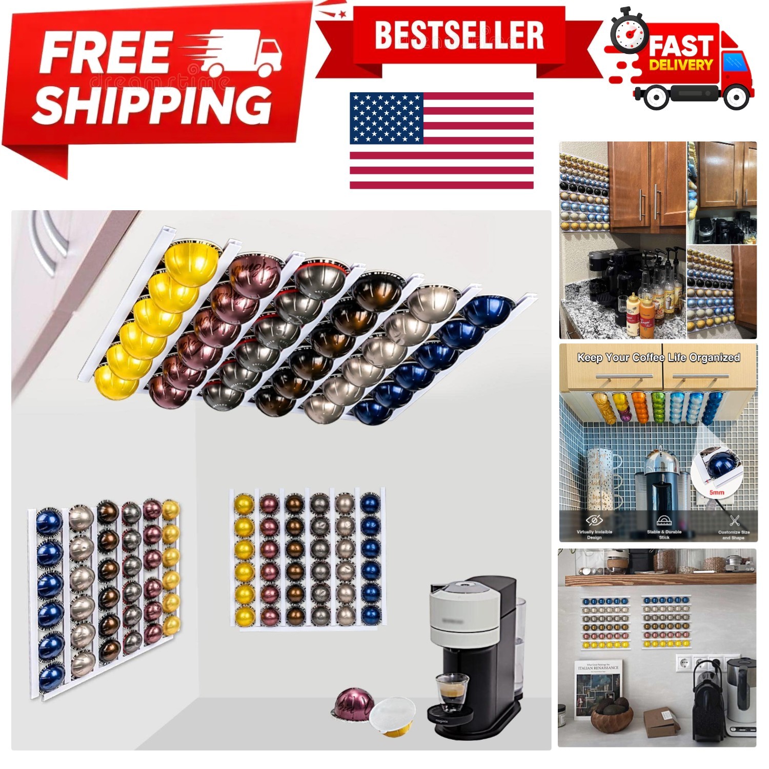 Nespresso Pods Holder for Coffee Pod Holder, k-Cup Organizer Storage on Coffe...
