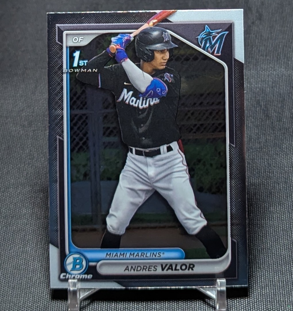 Andres Valor 1st Prospect Rookie 2024 Bowman Chrome Card #BCP-196 Miami Marlins