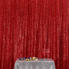 Red Sequin Photography Backdrop Curtain 7x7FT Party Decoration Background