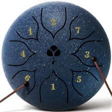 6 Inch 8Note C Tone Steel Tongue Rain Drum Meditation Yoga Navy Blue Gift