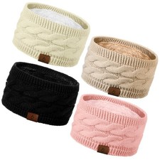 Goocoz 4 Pack Ear Warmer 1 Count (Pack of 4), Black/White/Pink/Oatmeal