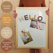 Magnetic 18X14 Dry Erase Board Wooden Frame Two Markers Modern Free Standing The