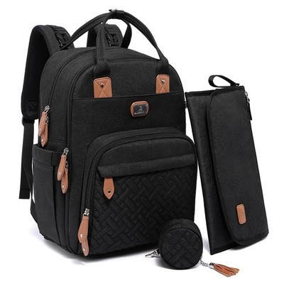 Diaper Bag Backpack with Portable Changing Pad, Pacifier Case and Stroller St...