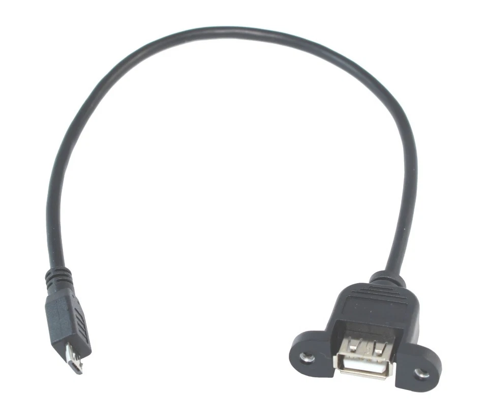 12inch USB 2.0 Micro-B 5 MALE pin to A Female PANEL MOUNT Cable - Image 2 of 3