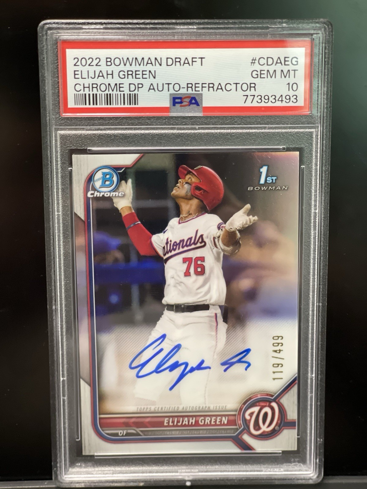 2022 Bowman Draft Chrome 1st Elijah Green Auto Refractor /499 PSA 10 GEM 💎