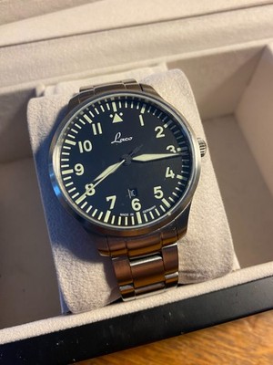 Laco Genf 40mm Date Pilot Watch Quartz/Steel & Leather Straps