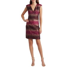 Vince Camuto Dress Size 10 Pink Black Gold Metallic Brocade Sheath Cocktail New