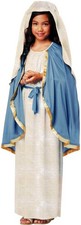 Virgin Girls Mary Religious Costume Cape Headpiece Halloween 00438