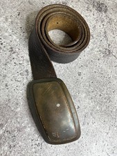 Vintage Stussy Brown Leather Belt with Metal Plate Buckle Made in U.S.A.