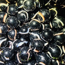 Lote de 9 canicas cebra colección de canicas vintage 16 mm 5/8" remolinos blanco negro