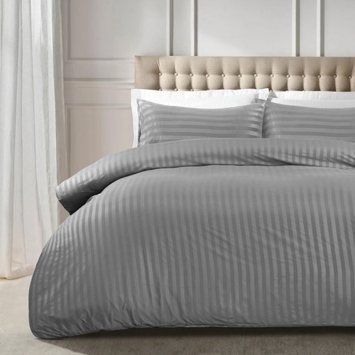 Luxury Duvet Cover Satin Stripe Quilt Covers Bedding Set Single Double King Size - Picture 8 of 76