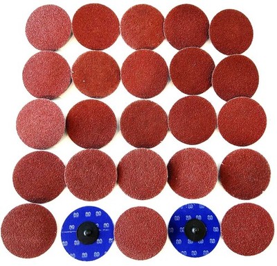 25 GOLIATH INDUSTRIAL 3'' ROLL & LOCK TWIST ON QUICK CHANGE SANDING DISCS 80 GRIT