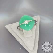 Wert 750 € Brillant Chrysopras Ring 585 14 Karat Weiß Gold xxyy