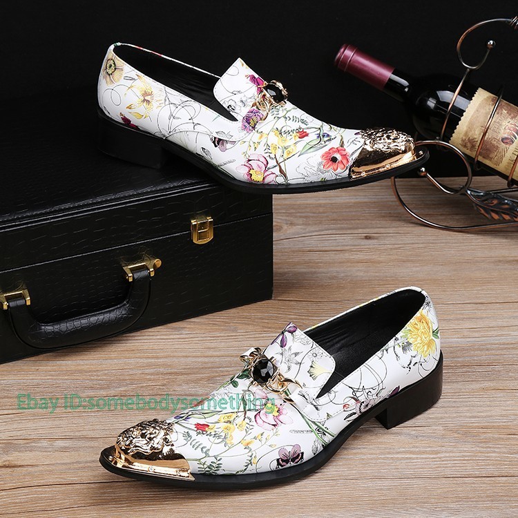 SAOLA Mocassino uomo slip on moda personalizzato strass floreali scarpe banchetto metallo