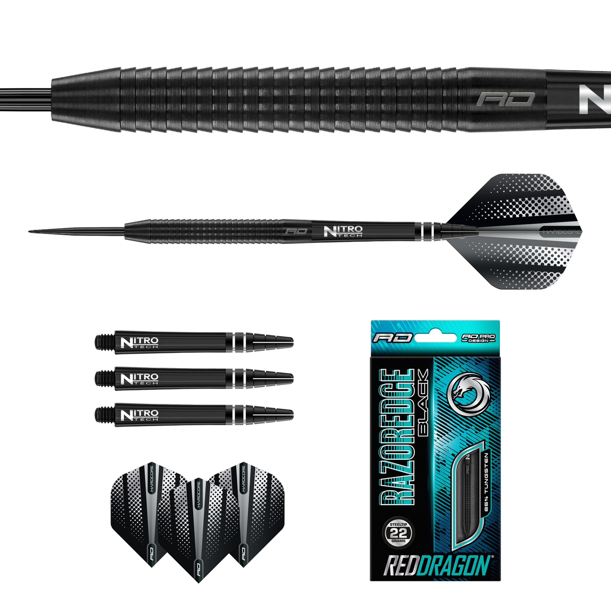 Freccette In Tungsteno RED DRAGON Razor Edge Spectron 18g - Set Con Alette, Steli Nitrotech E Rivestimento PVD