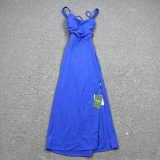 NEW Halara Midi Dress Womens Small Blue Backless Strappy Crisscross Side Slit