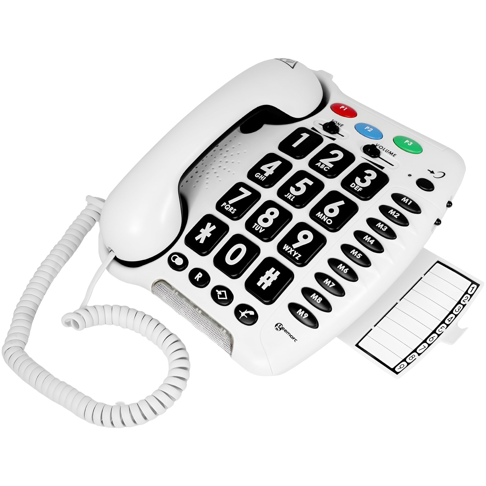 Téléphone fixe senior à fixer au mur avec signal visuel et son amplifié