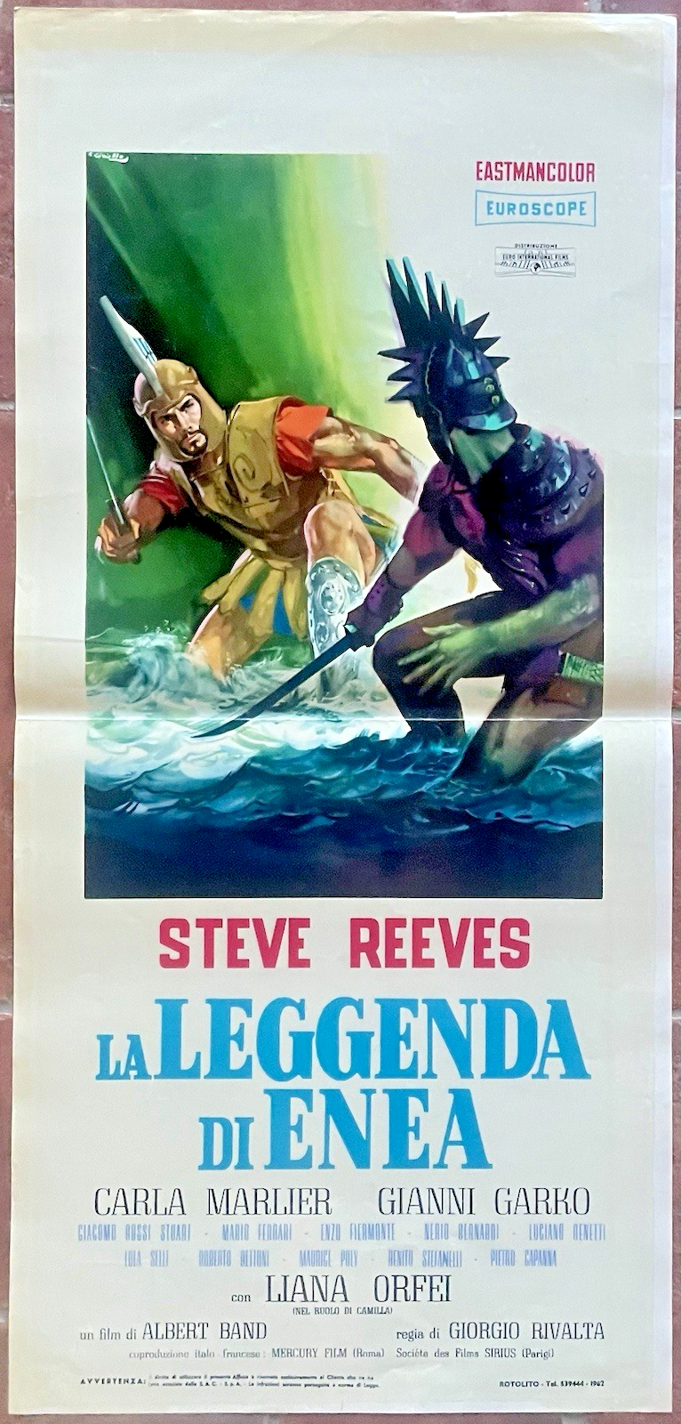 Locandina originale film La leggenda di Enea (1962) - Regia di Albert Band, Giorgio Venturini