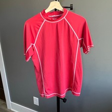 Lands End Red Rash Guard Swim Shirt Boys Size 14H-16H