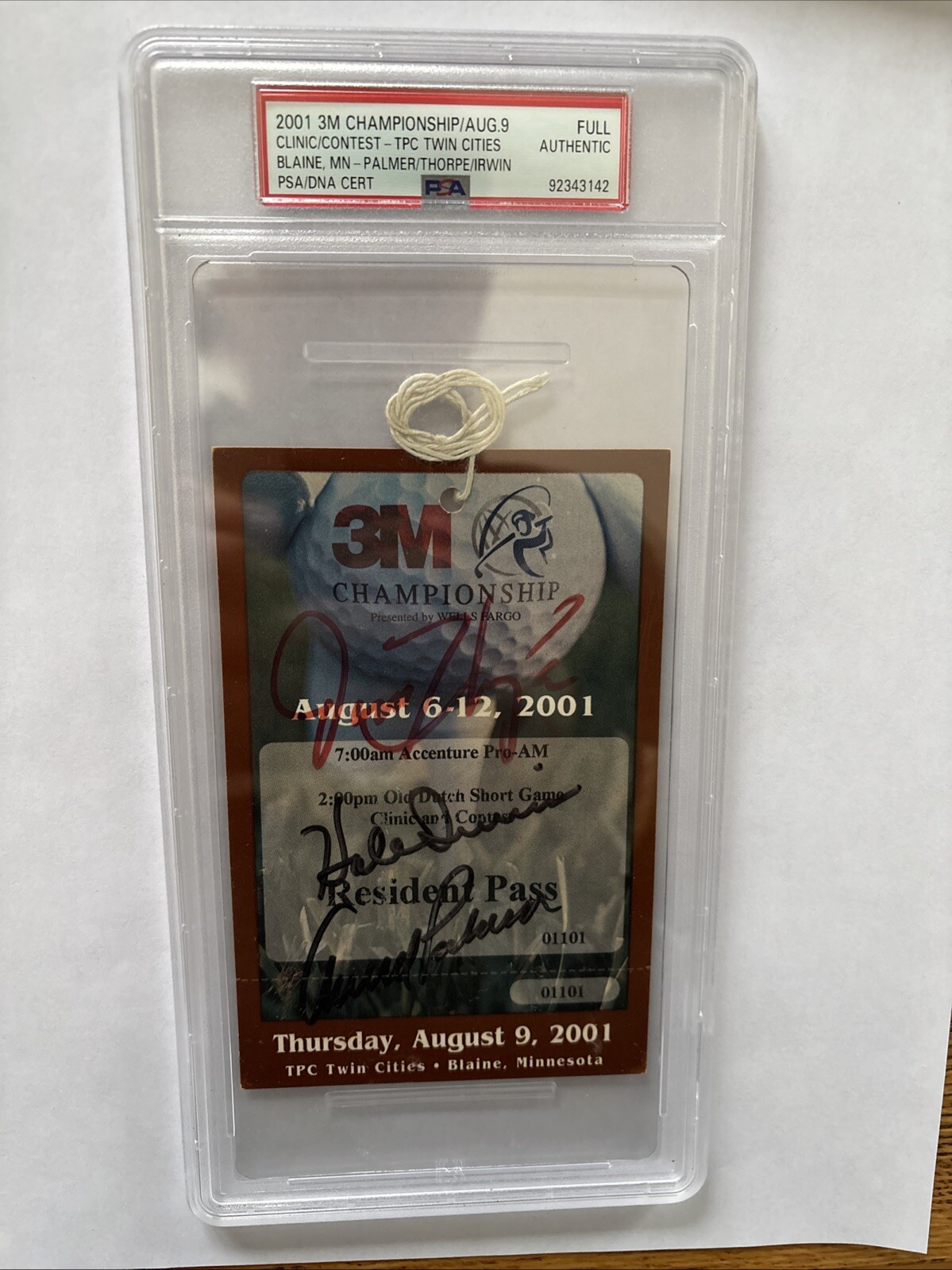 Arnold Palmer Autographed Signed /Jim Thorpe/Hale Irwin Ticket Stub PSA/DNA 