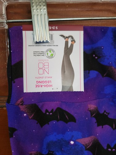 NWT NOBO Juniors Women's S 3/5 Purple Black Night Sky Bat Halloween Leggings (B) - Picture 5 of 6