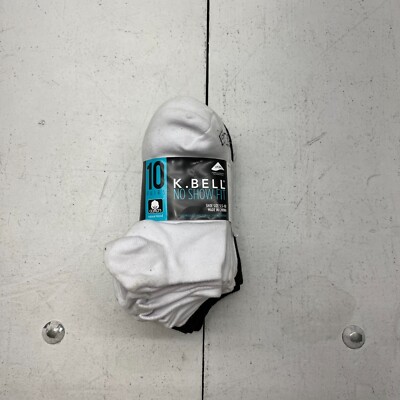 K.Bell Black & White 10 Pairs No Show Socks Women's Size 5.5-10 NEW